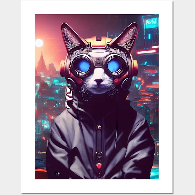 Cool Japanese Techno Cat In Japan Neon City Wall Art by star trek fanart and more